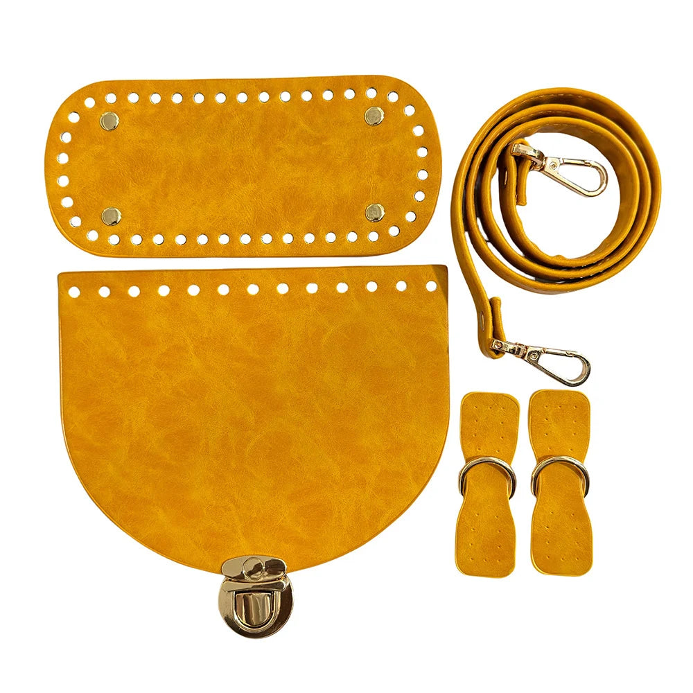 Hot Sale 1Set Accessories For Handbags 5pcs Diy Crochet Bag Kit Handmade Bag Bottom New Diy Leather Bag Strap For Making Bags