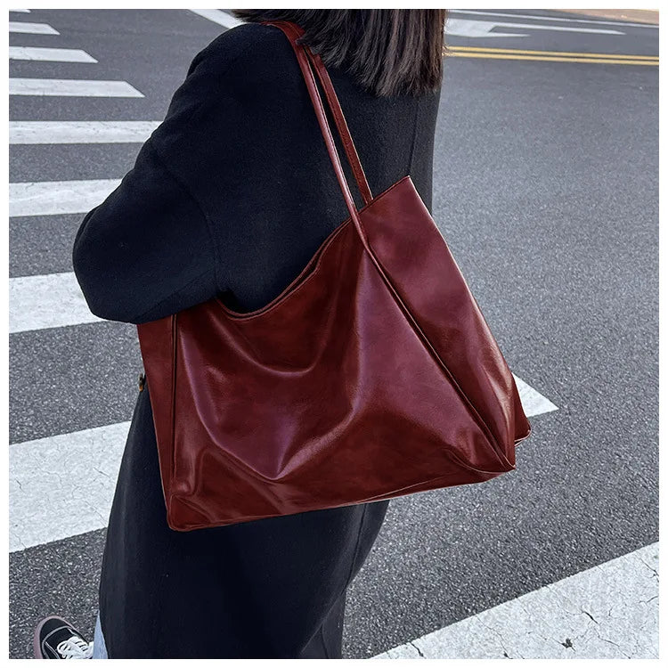 Retro PU Women's Handbag, Large Capacity Handbags Shoulder Bag, Street Leisure Shopping Tote Bag Bags, Suitable for Daily Use