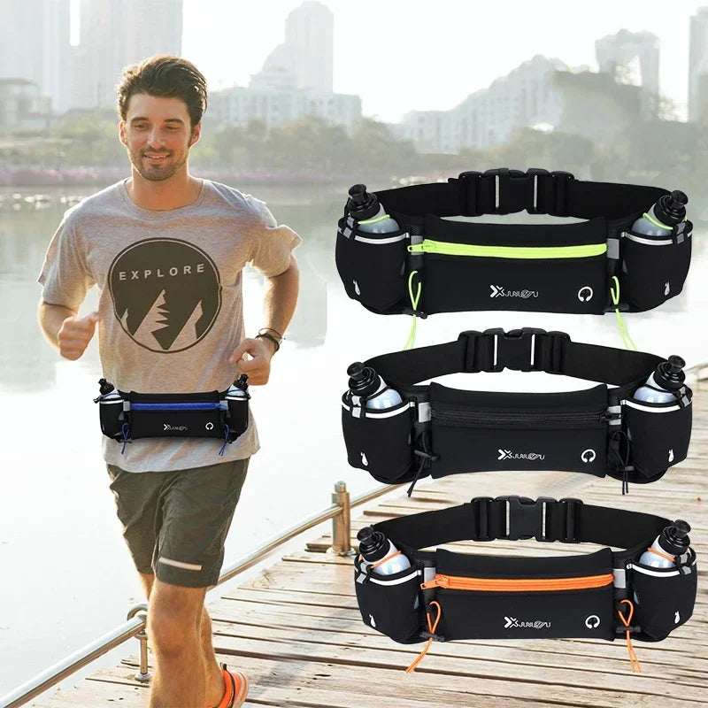 Trail Running Waist Pack For Man/Woman Marathon Phone Water Bottle Sports Fanny Pack Fitness Dual Pocket Running Belt Waist Bag