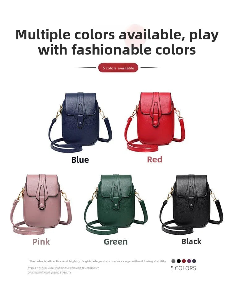 Mini Multifunctional Leather Shoulder Bag for Cellphone/Sport Cross Bags with Headphone Jack, Multi Layer Women's Bag with Cover