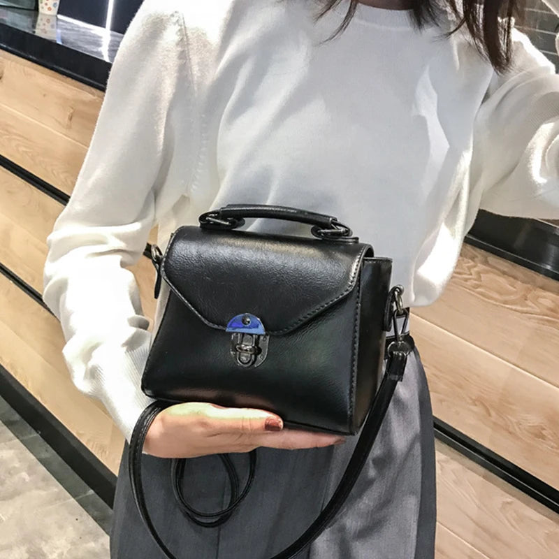 Small Square Bags For Women Fashion Solid Color Designer Crossbody Shoulder Bag Vintage PU Leather Handbags Female Bag