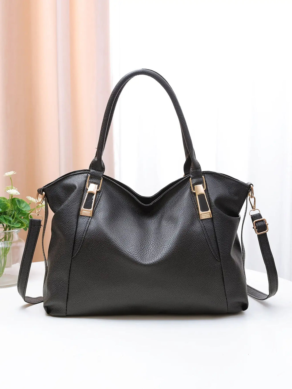 Casual and fashionable women's shoulder bag solid color soft large capacity handbag crossbody bag
