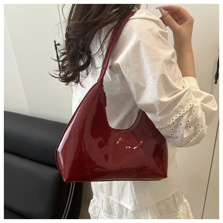 Solid Color Synthetic Leather Shoulder Underarm Bag, Retro Versatile Handbag Women Bag, Fashionable Daily Use Chic Handbag Purse