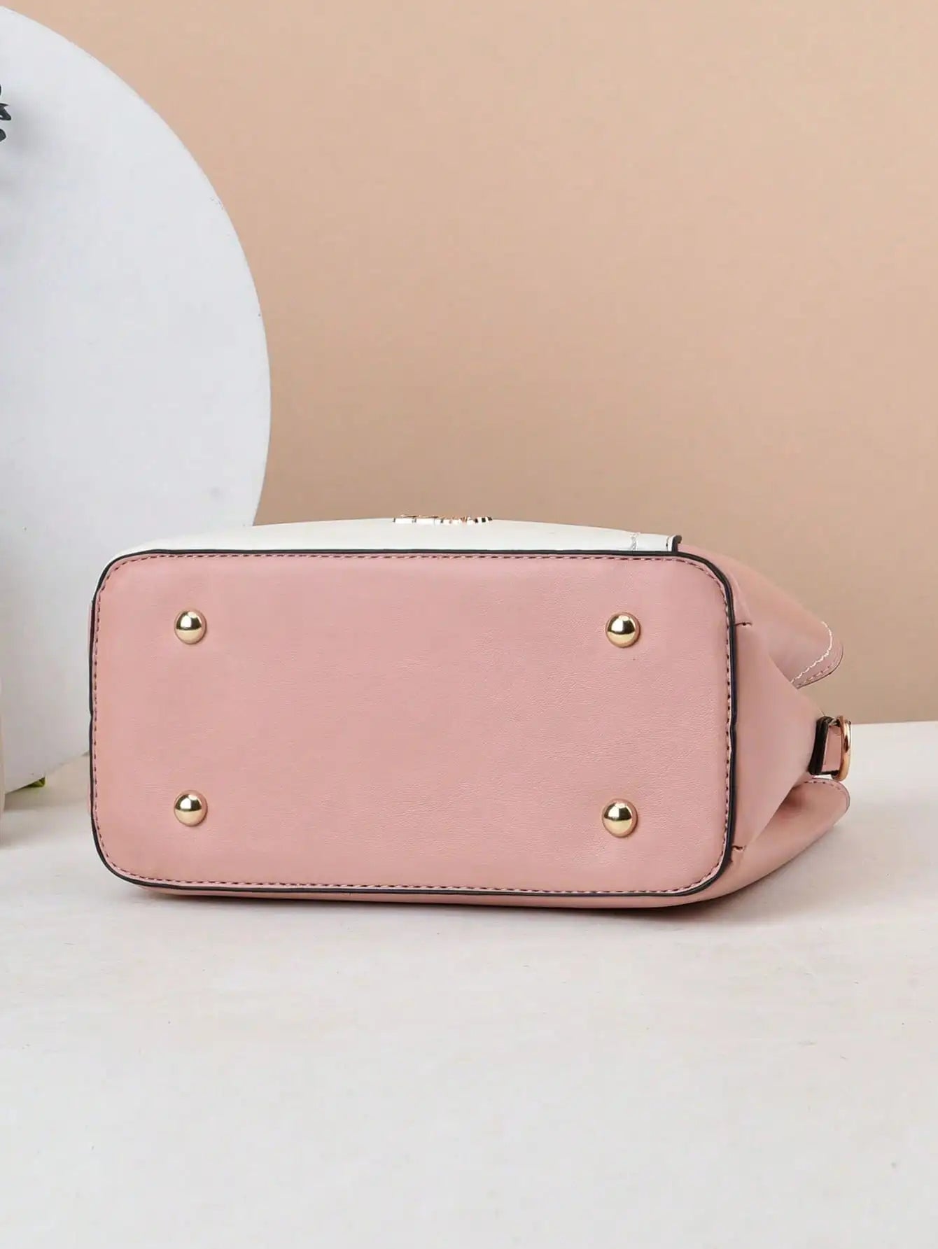 Ladies' fashionable spliced contrasting color handbag, simple and casual large capacity bag, suitable for daily shopping