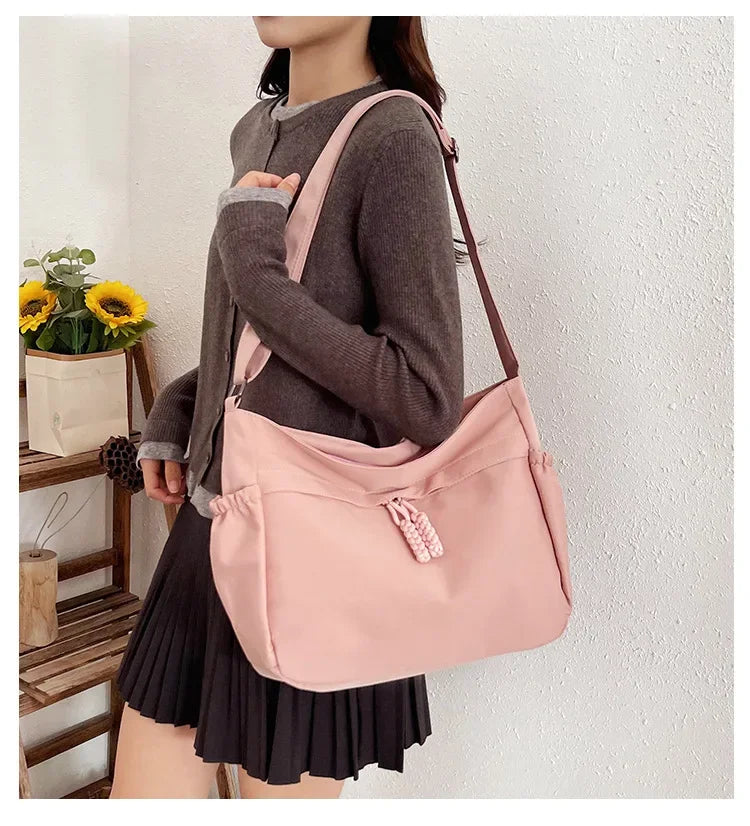 Double Sided Pocket Canvas Bag, Nylon Underarm Shoulder Bag, Fashionable Messenger Bags for Women's Daily Use Work Travel Outing