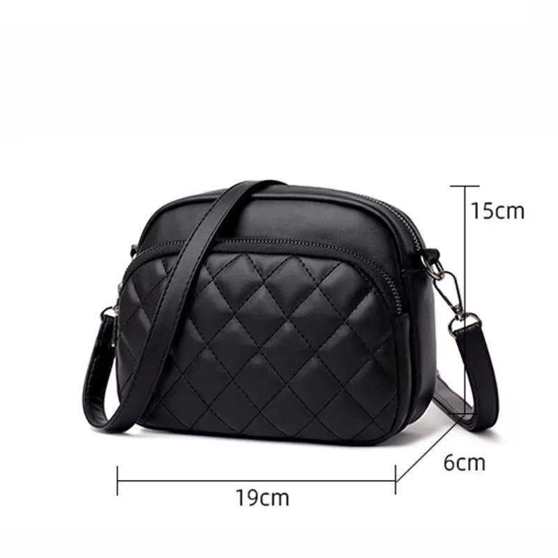 Solid Color Fashionable Rivet Zipper Women's Mobile Phone Bag Simple Soft PU Leather Shoulder Crossbody Small Square Handbag