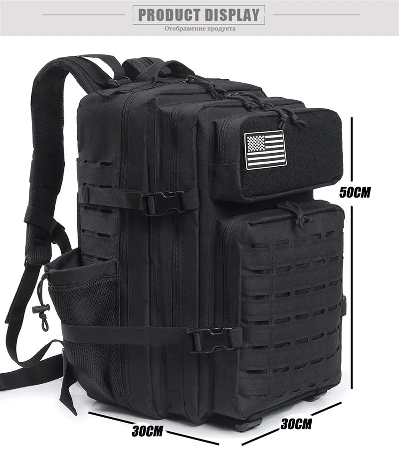 45L Tactical Backpack survival Bag Hunting MOLLE Backpack GYM For Men EDC Outdoor Hiking Rucksack Witch Bottle Holder