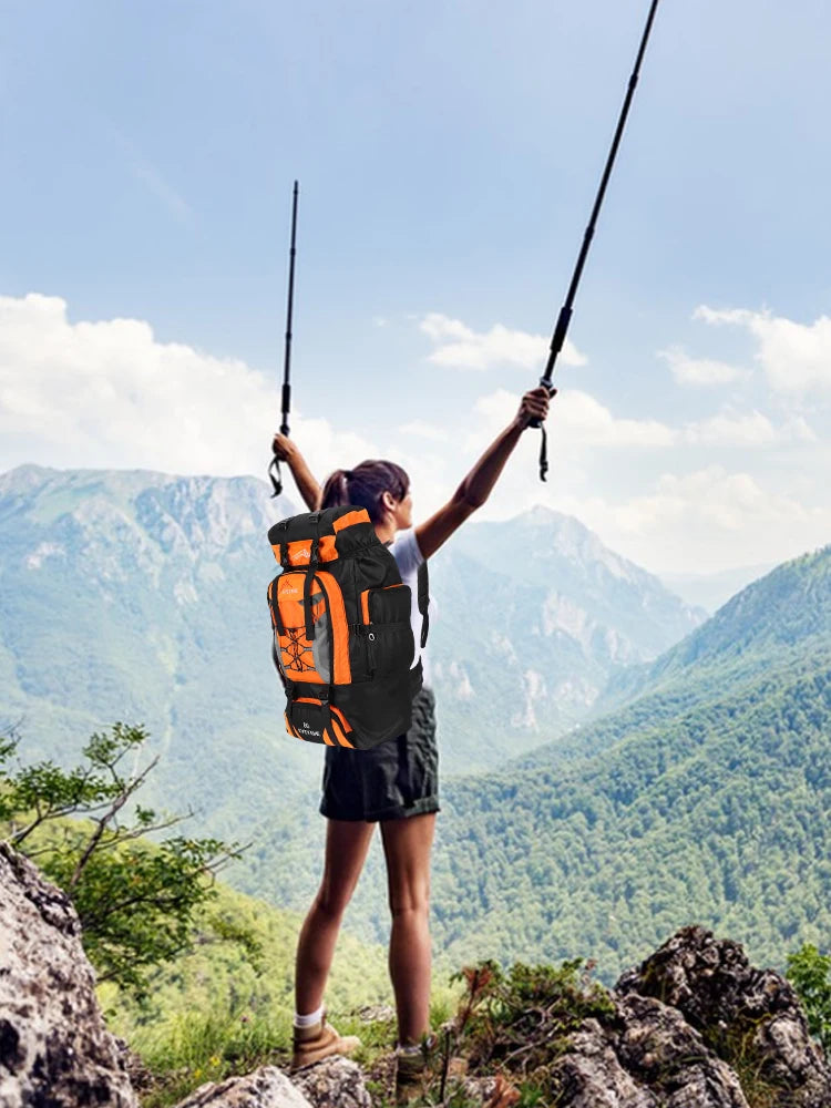 80L Climbing Backpack Large Capacity Fishing Backpack Adjustable Strap Mountain Climbing Rucksack for Outdoor Sports