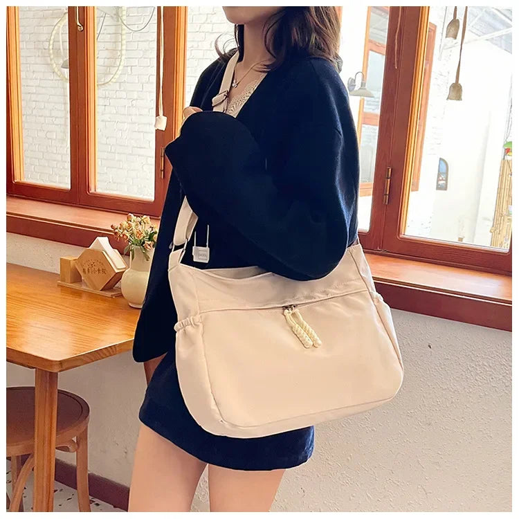 Double Sided Pocket Canvas Bag, Nylon Underarm Shoulder Bag, Fashionable Messenger Bags for Women's Daily Use Work Travel Outing