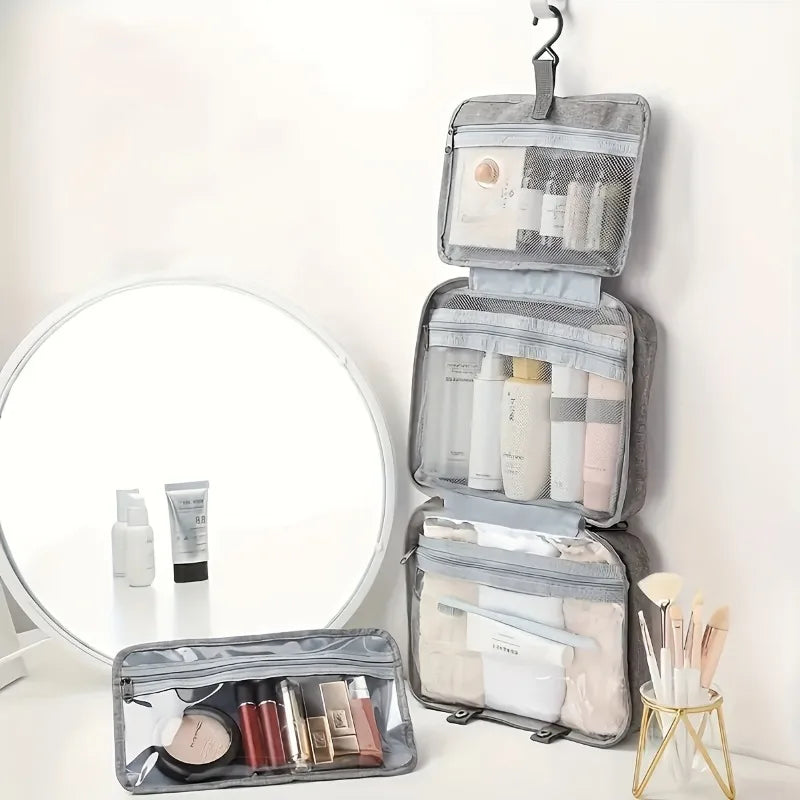 Travel Folding Wet and Dry Separation Toiletry Bag Cosmetic Organizer Bag  - Multi-Pocket Makeup Bag