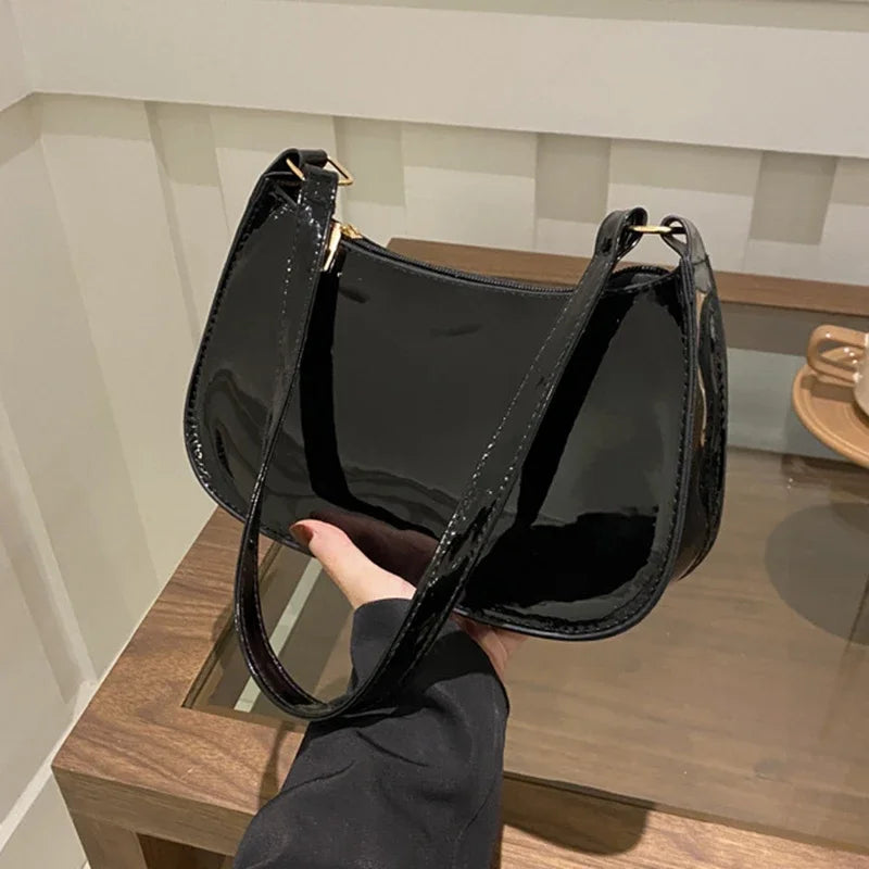 Retro Solid Color PU Leather Shoulder Bag Fashion Women's Handbags Casual Designer Hobos Underarm Bag, Suitable for Daily Use