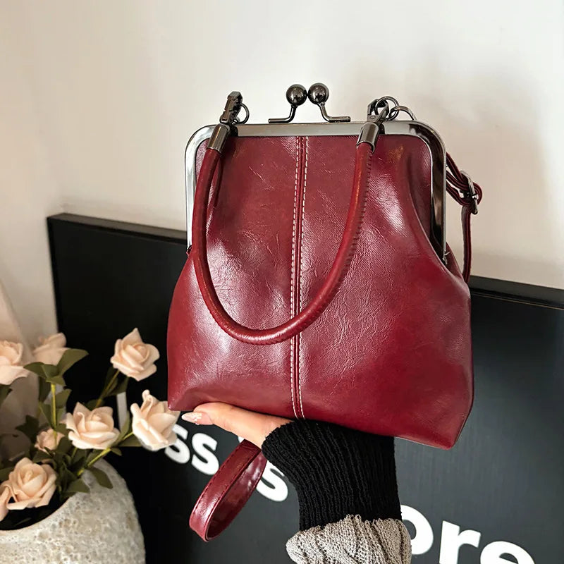 New Fashion Vintage Soft Leather Cosmetic Bag Purse Women's Handbag Crossbody Shoulder Bags Evening Party Totes Makeup Wallet