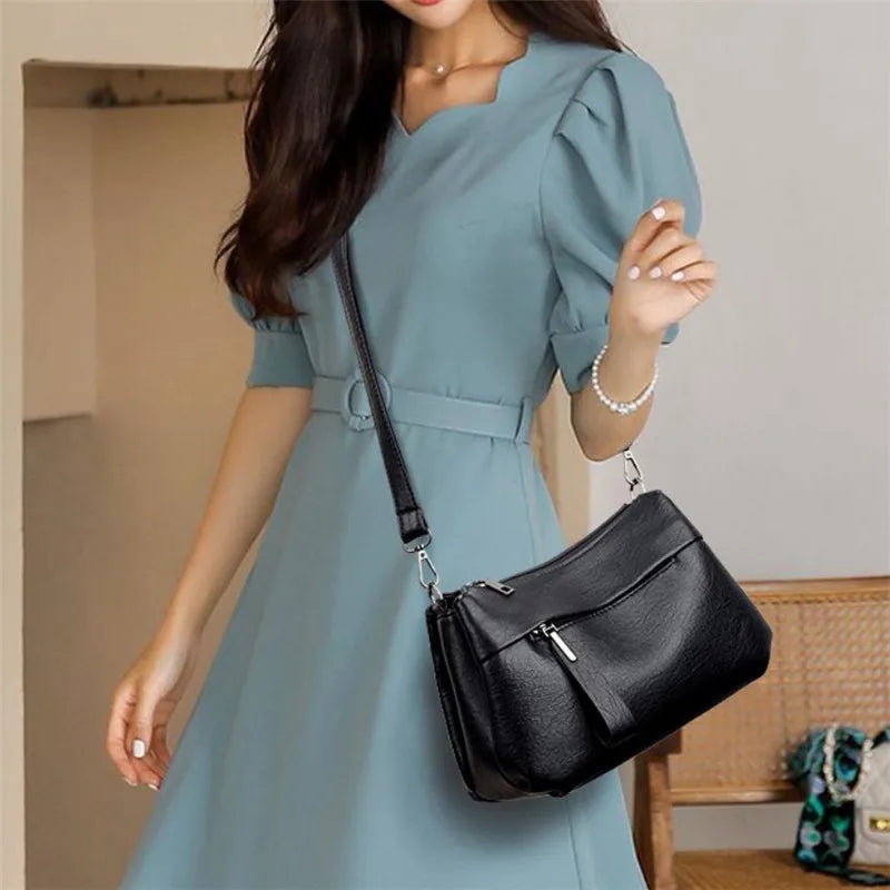 Elegant Women's Shoulder Bag with Unique Texture Design Stylish Soft  Leather Handbag with Zipper Pockets Everyday Crossbody Bag