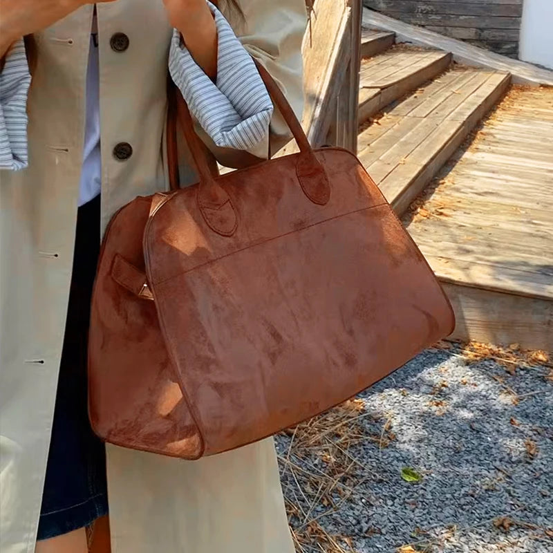 Suede Tote Bag High Quality Designer Luxury Boston Large Handbag Winter Vintage Women's Shoulder Bags