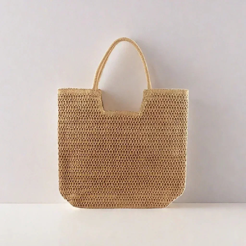 Straw Woven Tote Bag Large Capacity Shoulder Bag Versatile Knit Handbag Storage Bags For Women Stylish Vacation Beach Shopping