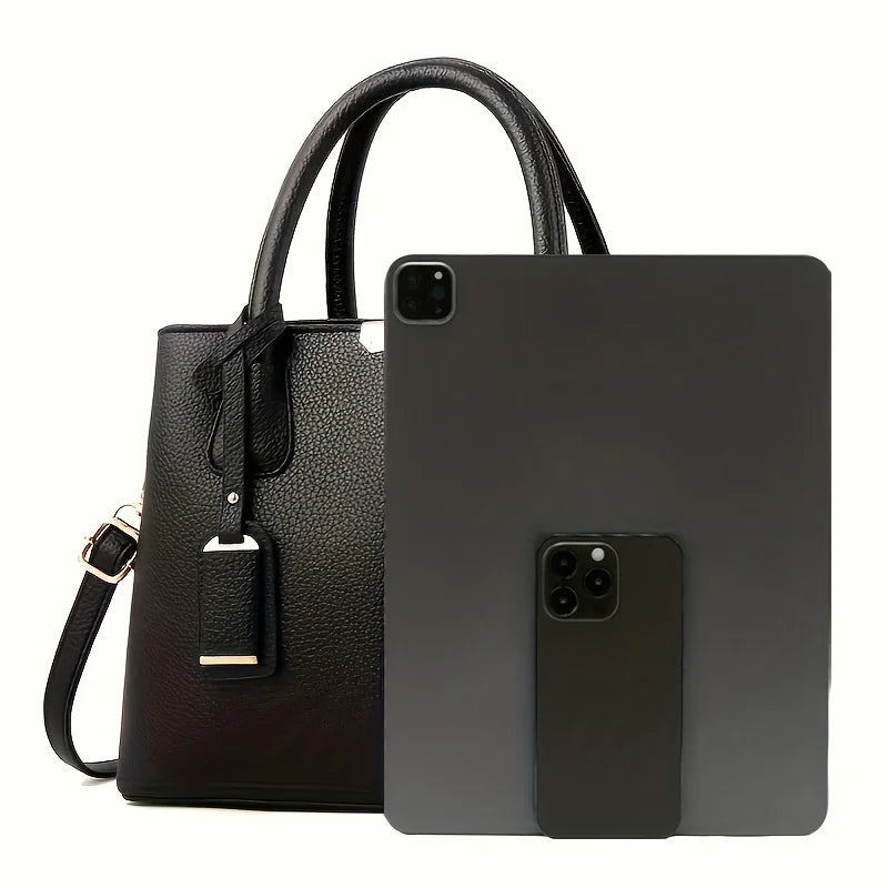 Shaping PU Leather Handbag, Stylish Versatile Tote Shoulder Bag, Large Capacity Crossbody Bag with Adjustable Straps,Zip Closure