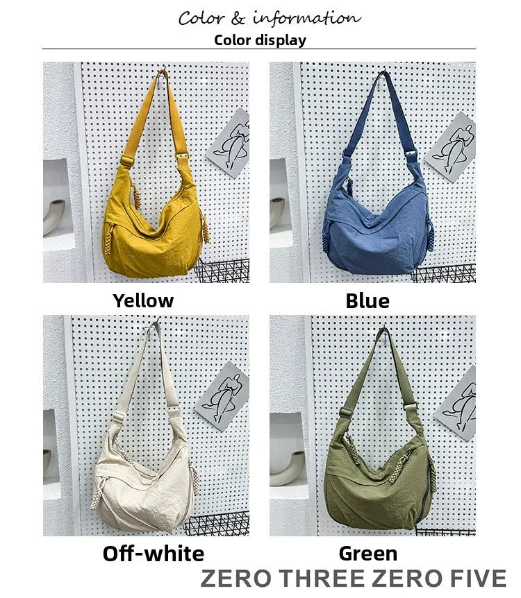 Casual Nylon Hobos Crossbody Bag for Women Designer Shoulder Bags Large Capacity Tote Bag Lady Travel Shopper Bag Female Purses