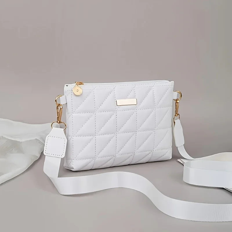 Stylish Striped Shoulder/Crossbody/Handbag with Delicate Hardware Accessories, Zipper Closure, Multifunctional Bag for Daily Use