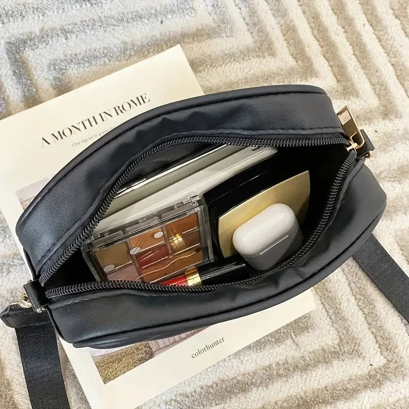 PU Camera Bag, Solid Color Ladies Bag, New Diamond Pattern Crossbody Bag for Women, Single Shoulder Mobile Phone Bag for Storage
