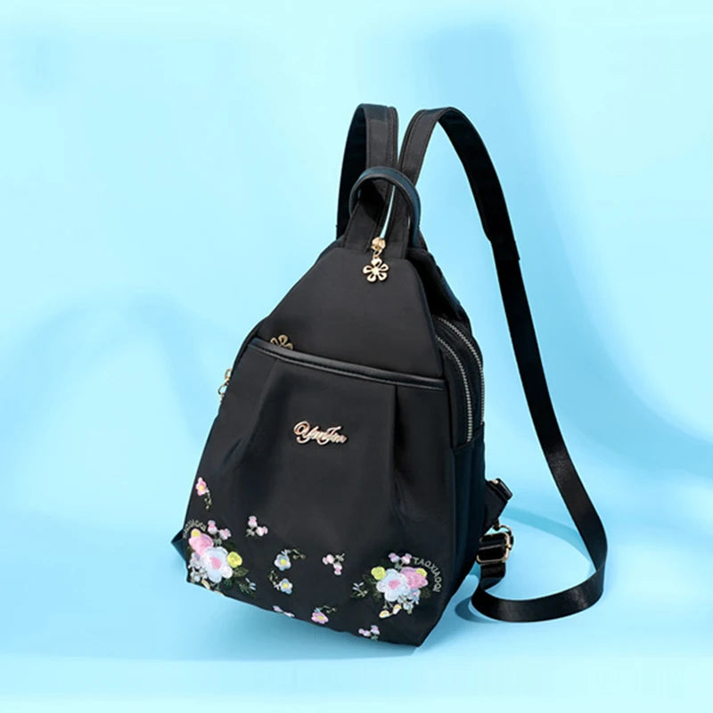 Waterproof Oxford Women Backpack Fashion Casual Embroidery Bag Designer Female Large Capacity Travel Handbag Shopping Knaps