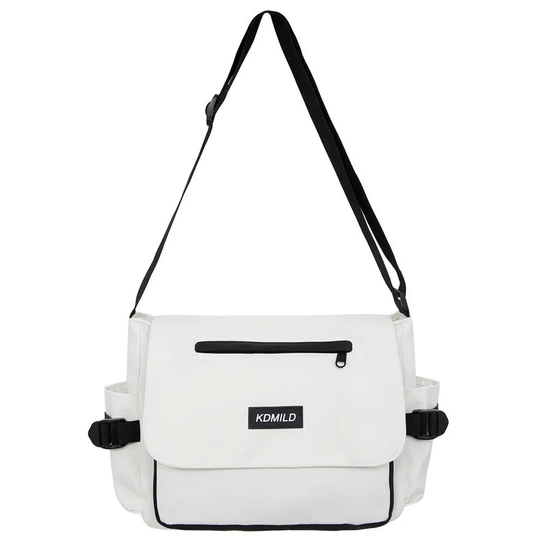 Men's Harajuku Shoulder Bags Waterproof Canvas Crossbody Bags Teen Boys School Messenger Bag