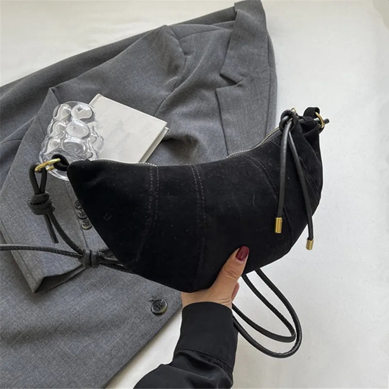 Fashionable Croissant Shape Women's Bag, Casual Simple Crossbody Shoulder Bags for Women Daily Use Commuting Phone Bag,Pockets
