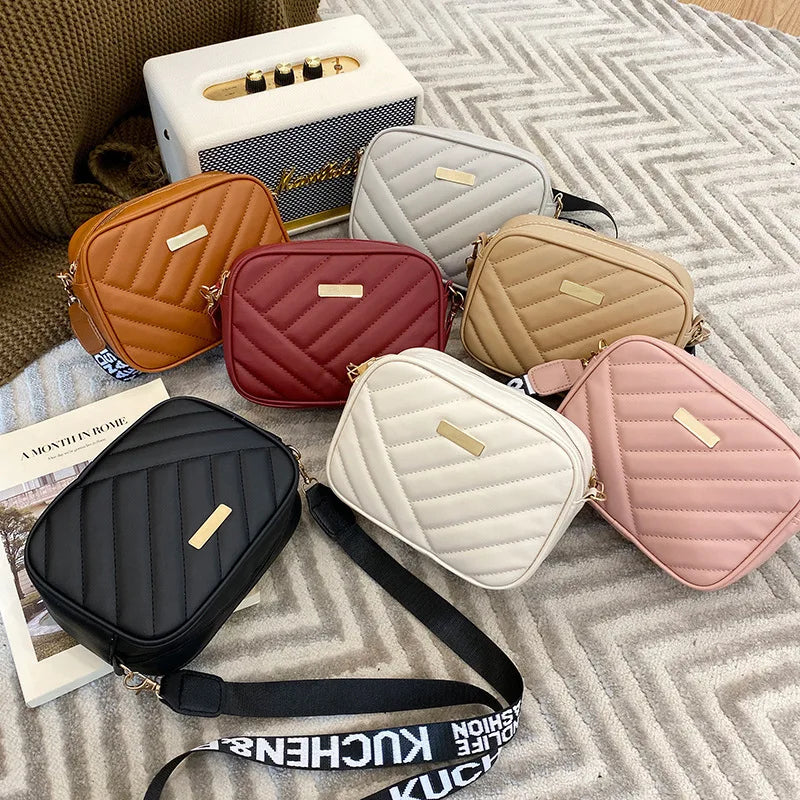 PU Camera Bag, Solid Color Ladies Bag, New Diamond Pattern Crossbody Bag for Women, Single Shoulder Mobile Phone Bag for Storage