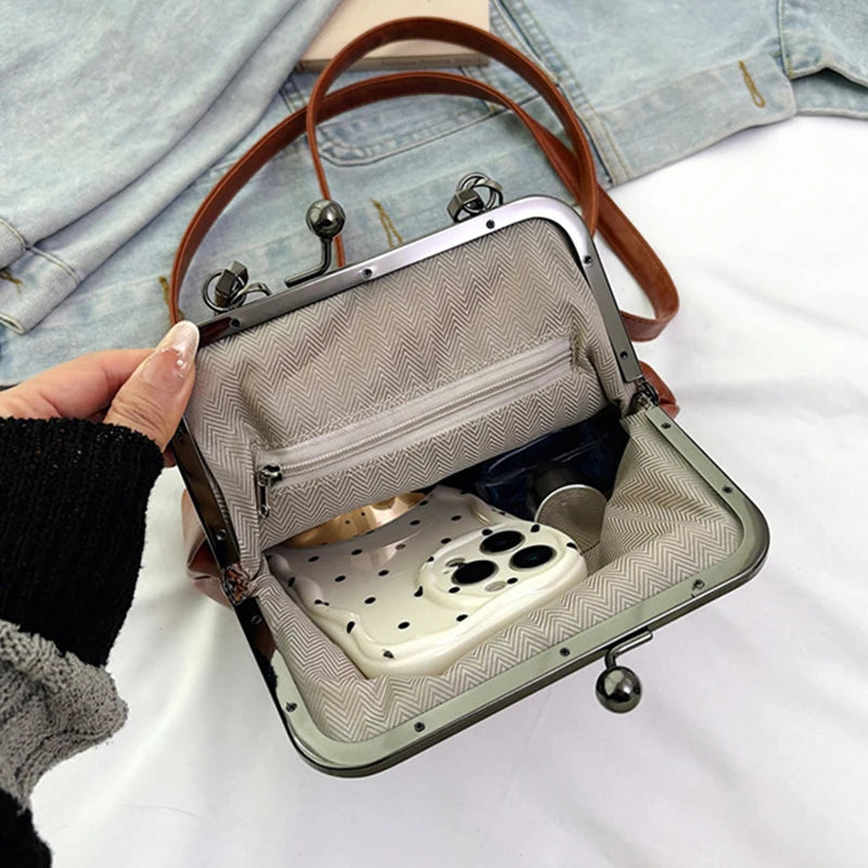 New Fashion Vintage Soft Leather Cosmetic Bag Purse Women's Handbag Crossbody Shoulder Bags Evening Party Totes Makeup Wallet