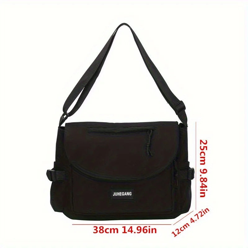 Trendy Nylon Messenger Bag, Large Capacity Crossbody Bag, Casual Flap Shoulder Bag for Teen Student School Bags Satchel