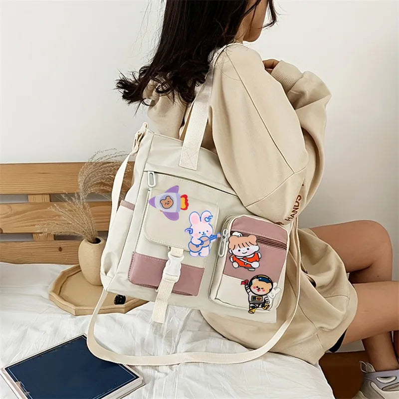 Oxford Fabric Tote Bag, Teen Handbag Shoulder Bag, Nylon Ladies Messenger Bag, Girls Women Cross Body Bags, Student School Bags