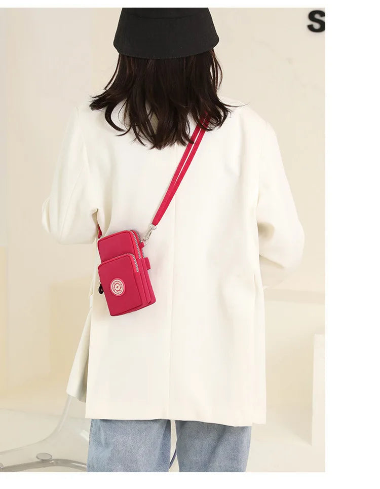 Sports Arm Bag, Women Mobile Phone Bag Running Messenger Purse Wallet, Women's Shoulder Cross Body Bags Multi Layer Zipper Pouch