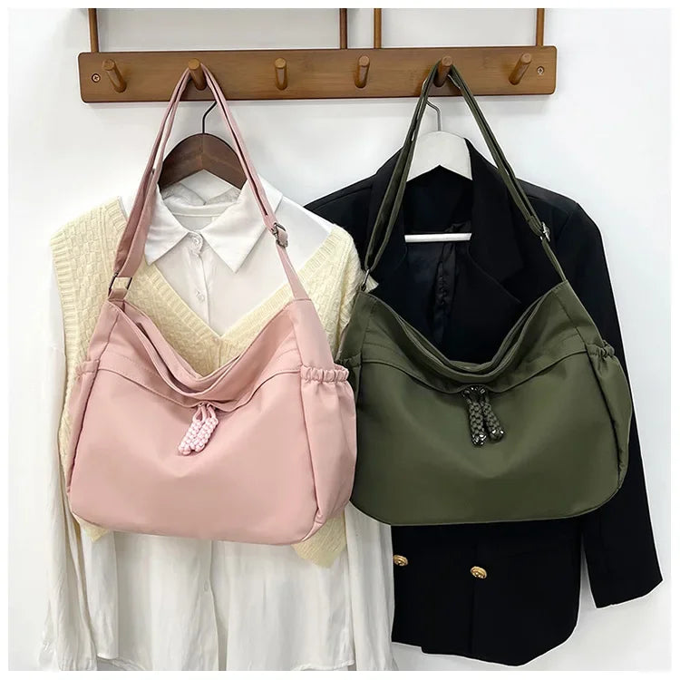 Double Sided Pocket Canvas Bag, Nylon Underarm Shoulder Bag, Fashionable Messenger Bags for Women's Daily Use Work Travel Outing