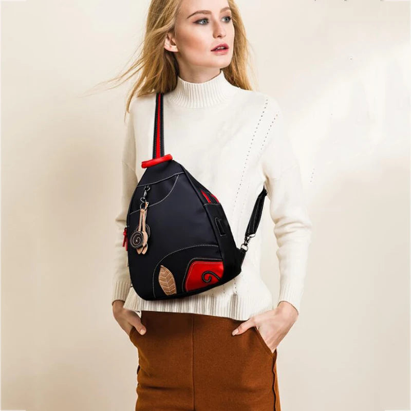 Fashion Women Backpack Waterproof Nylon Shoulder Bag Leisure Travel Luggage Bag Outdoor Crossbody Bag Student School Bag