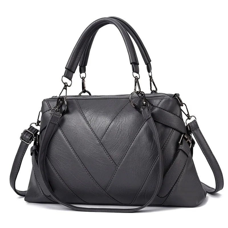Bags Women's Fashion Portable Large Bag Soft Leather Contrast Color Large Capacity Women's Shoulder Bag