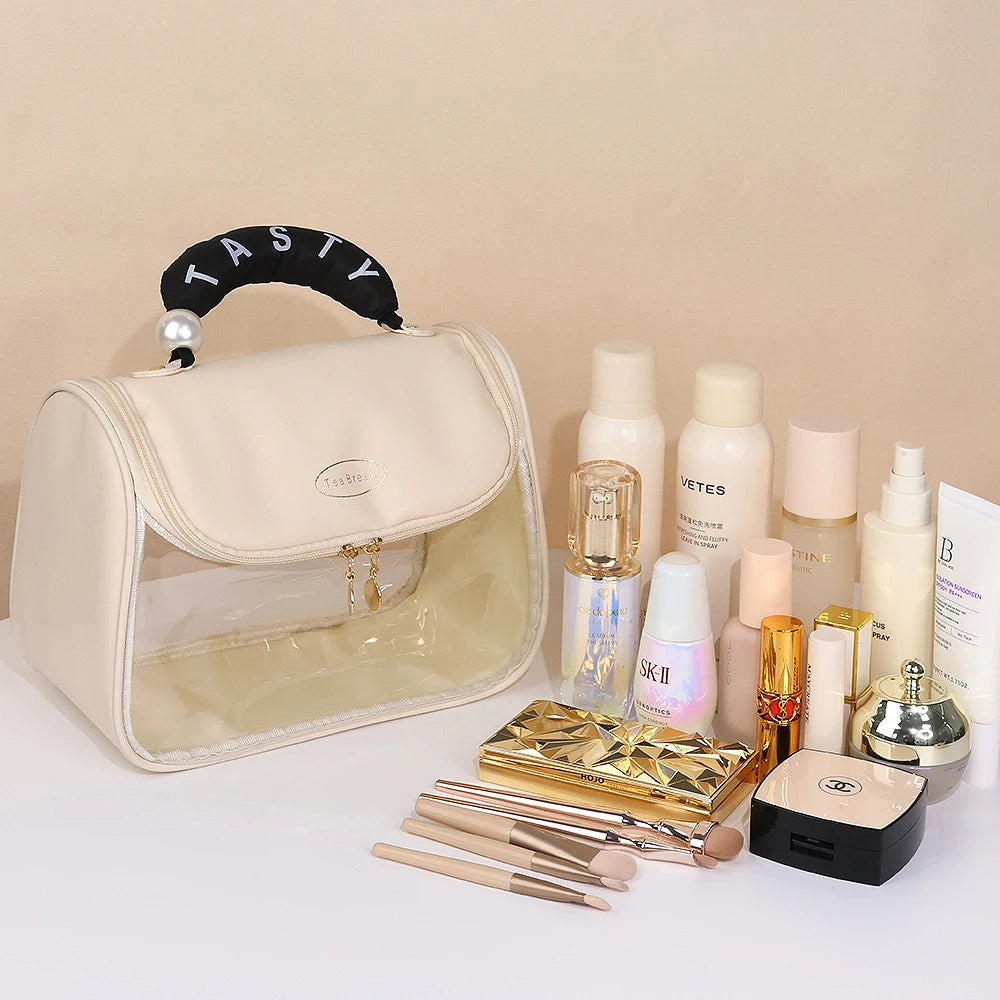 New Hooked Toilet Bag Transparent PVC Makeup Bag Large Capacity Hanging Storage Bag Travel Portable Handbag