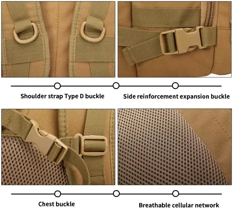 35L Men's Tactical Backpack Survival Hiking Backpack Multifunctional Outdoor Bag Travel Camping Sports Riding Travel Bag