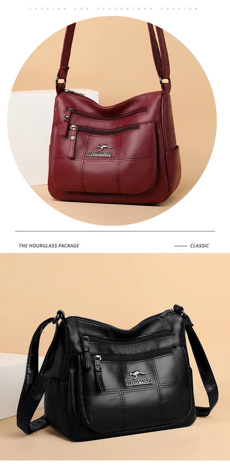 Solid Color PU Leather Single Shoulder Bag, Multi Compartment Pocket Daily Women's Cross Body Bags, Large Capacity Women's Bag.