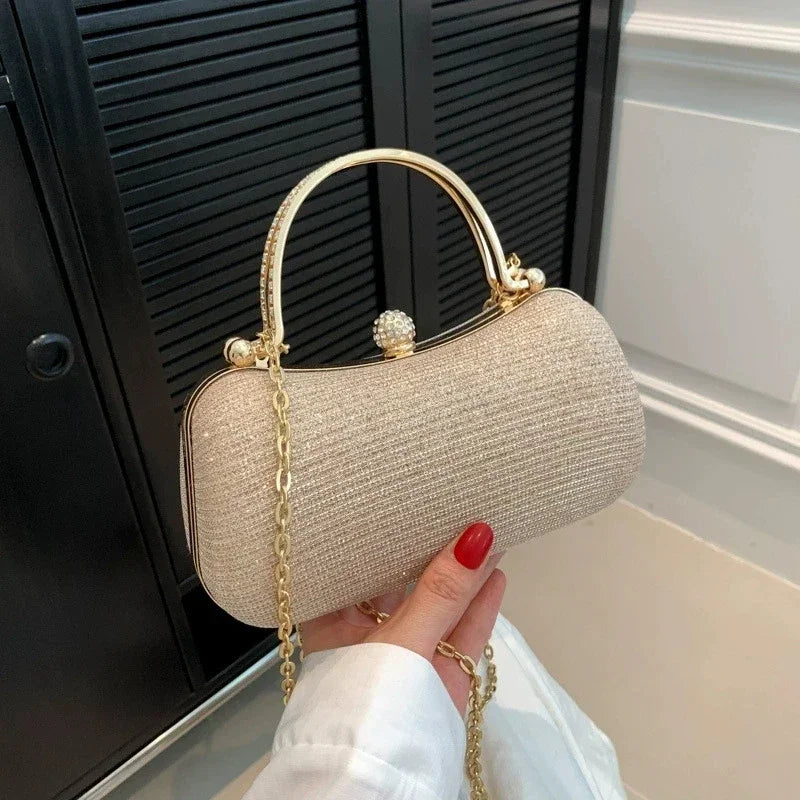 Shiny Mini Evening Bag, Rhinestone Chain Purse, Luxury Glitter Banquet Handbag, Perfect For Party, Wedding, Prom, Dinner/Banquet