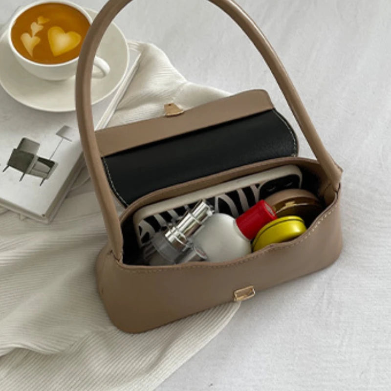 Women's Shoulder Bag Handbag Retro Underarm Bag Fashion Simple Solid Color New Hand Shoulder Bag