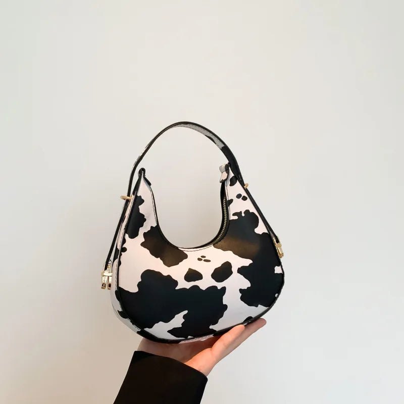 Cow Prints Underarm Shoulder Bags For Women French Style Small Crossbody Phone Bag Luxury Designer Versatile Handbags