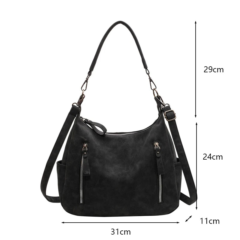Designer Leather Female Side Bags Retro Shoulder Bag for Women Handbag Casual Ladies Large Capacity Tote Bag