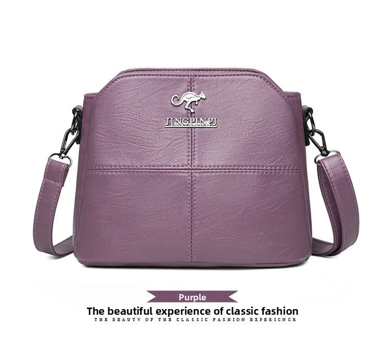 Fashionable Three Interlayer Synthetic Leather Crossbody Bag with Polyester Lining, Stylish Square Single Shoulder Bag for Women
