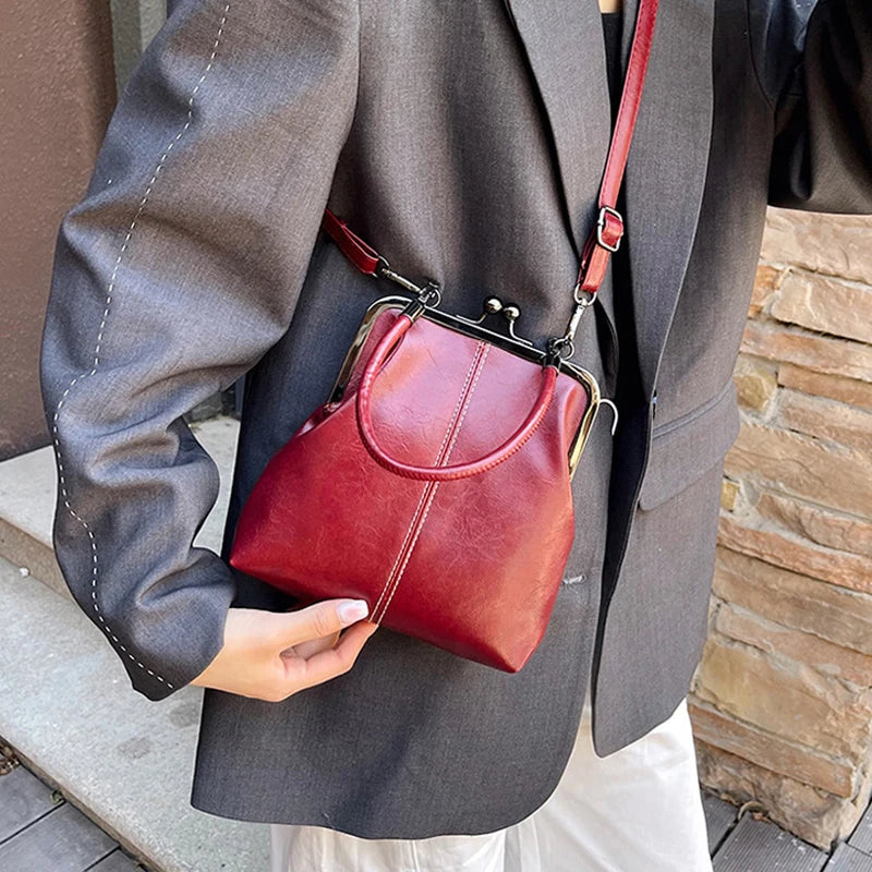 New Fashion Vintage Soft Leather Cosmetic Bag Purse Women's Handbag Crossbody Shoulder Bags Evening Party Totes Makeup Wallet