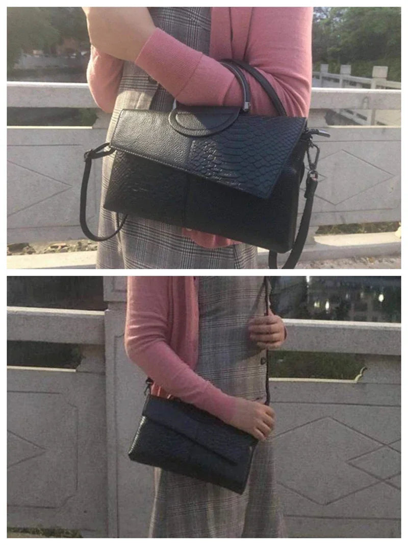 Stylish PU Synthetic Leather Women's Shoulder Crossbody Bag Fashion Casual Dinner Wedding Alligator Pattern Flap Handbag Purse