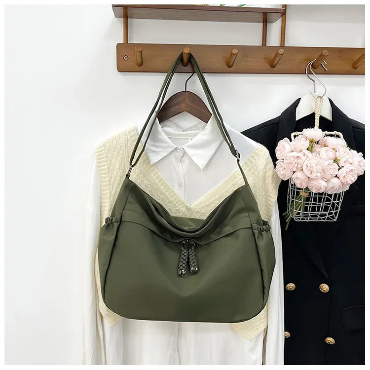 Double Sided Pocket Canvas Bag, Nylon Underarm Shoulder Bag, Fashionable Messenger Bags for Women's Daily Use Work Travel Outing