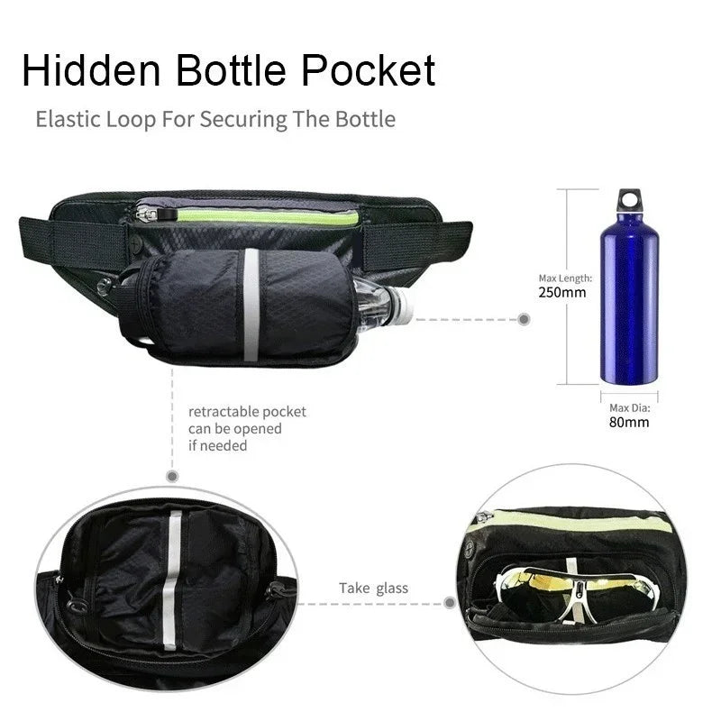 Sport Trail Running Belt Waist Bag Hydration Jogging Pouch Water Bottle Fanny Pack Men Women Gym Fitness Cycling Money Belt Bags