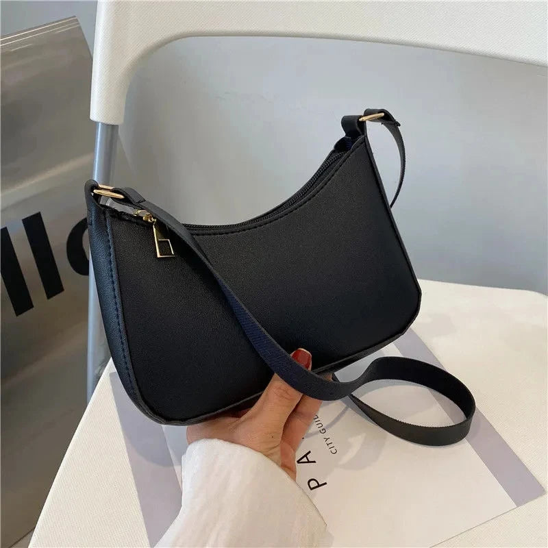 Fashion Solid Color Shoulder Bag For Women PU Leather Armpit Handbag Casual Daily Underarm Bag Gilrs Shopping Purse bolsa
