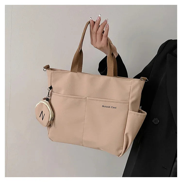 Oxford Design Double Sided Pocket Tote Bag Teen Women Large Capacity Handbag Single Shoulder Crossbody Bag with Round Coin Purse