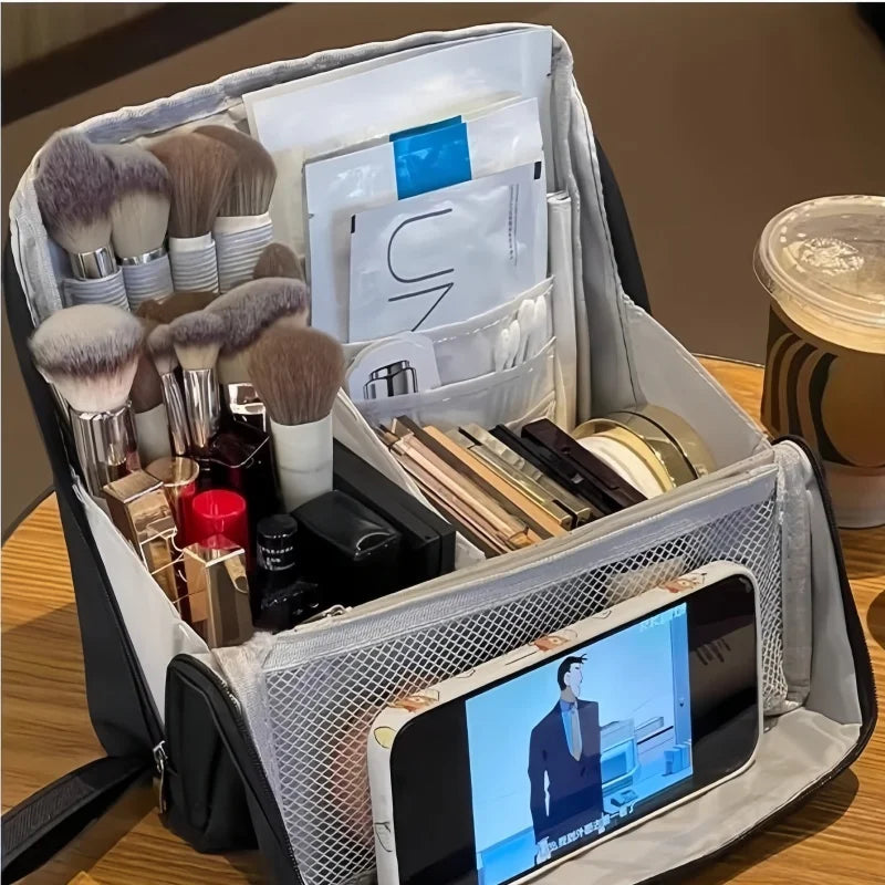 Large Capacity Travel Cosmetic Bag Multifunction Stand Upright Makeup Bag Women Toiletries Organizer Female Storage Make Up Case