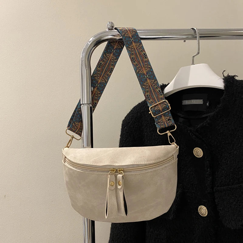 Stylish Hobo Solid Color Satchel Luxury Designer Chest Bag Women's PU Leather Waist Bags Wide Strap Fashion Fanny Shoulder Pack